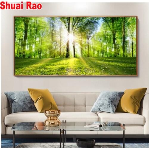 Full Square/round drill Diamond painting Modern forest landscape Diamond embroidery Cross stitch large size aisle wall sticker