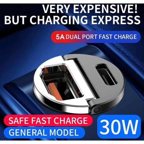 EHGJ 30W PPS Quick Car Charger 4A VOOC Flash Charging For OPPO R17 R17 Pro Reno FindX One Plus 7Pro 6 6T QC3.0 Car Charger