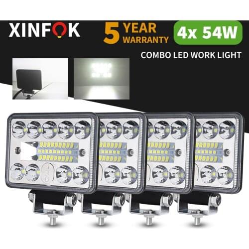 Car LED Work Flood Spot Combo Light 3030 SMD 54 Watts Bright 6500K DC 12-24 Volts Spotlights Truck 4x4 4WD