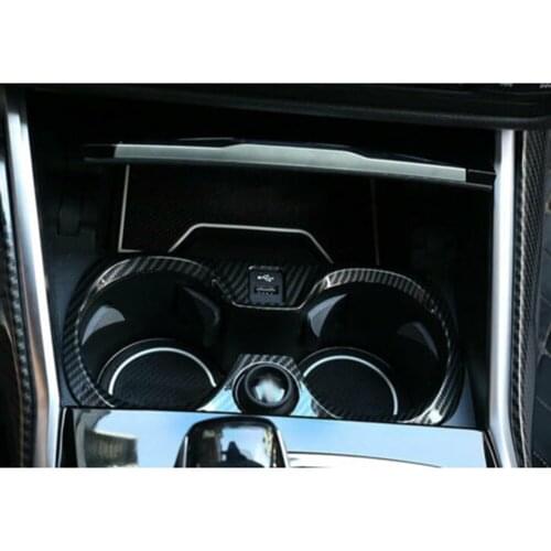 For BMW 3 Serie G20 2017-2021 Carbon Fiber Central Console Water Cup Holder Frame Cover Trim Car Interior Decoration Accessories
