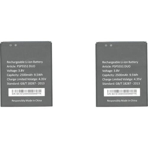 Ciszean 2pcs/lot Replacement Battery For Prestigio Grace S5 LTE PSP5551 DUO PSP 5551 DUO 2500mAh Batteria Batterij Batteries