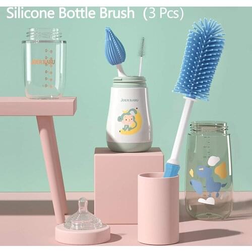 Newborn Baby Bottle Brush Degree Rotation Baby Pacifier Cup Nipple Cleaning Brushes Set Handheld Soft Head Food Grade Watering