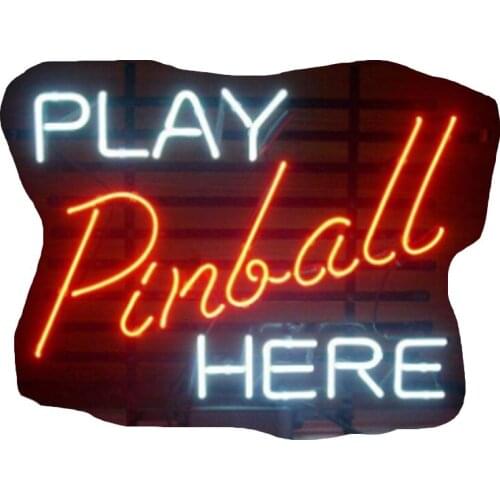 Play Pinball Here Neon Sign Handmade Real Glass Tube Sport Bar Store Gameroom Advertise Decoration Display Neon Signs 24"X20"