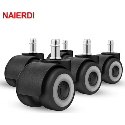 NAIERDI 5PCS Universal Mute Chair Wheel 2" Office Chair Caster Replacement Casters Rubber Soft Safe Roller Furniture Wheels