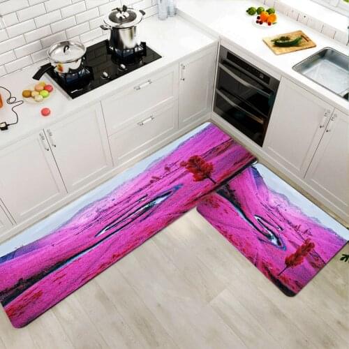 Kitchen Mat Bedroom Living Room Carpet Entrance Doormat Home Hallway Balcony Floor Mat Landscape Bathroom Non-Slip Long Rug