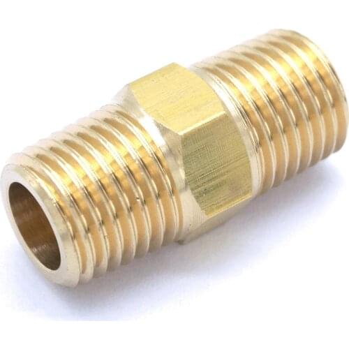 1/4" NPT x 1/4" NPT Male Brass Pipe Hex Nipple Fitting Quick Adapter BSP Male Thread Water oil and gas Connector