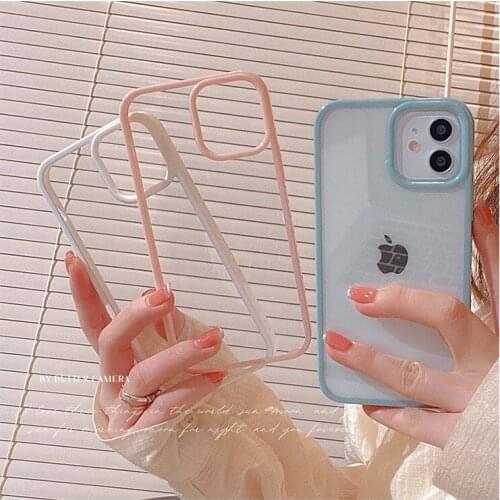 Candy Color Soft Bumper Phone Case For iPhone 11 12 11Pro Max XR XS Max X XS 7 8 Plus 11Pro 12 Shockproof Transparent Back Cover