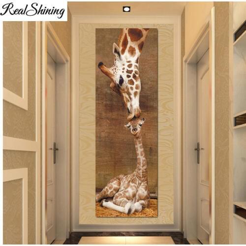 Large Size Full Square/Round Drill 5D DIY Diamond Painting Giraffe Lovers Kiss Embroidery Cross Stitch 3d wall Home Decor FS6157