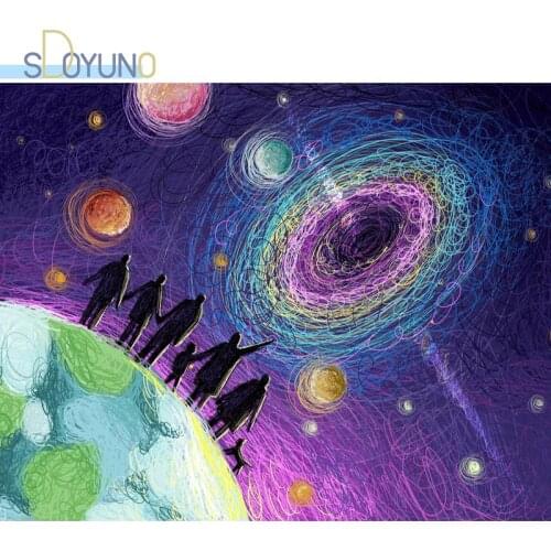 SDOYUNO 60X75cm DIY Paint by Number People on earth Oil Painting By Numbers On Cavans Frame Number Painting Wall Art Home Decor