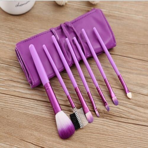 100sets/lot Makeup Brushes Set Plastic handle Cosmetics Blush brush eye shadow eyebrow brush 7pieces/set 6 colors