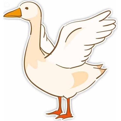 LLY-1176 Fashion Cartoon Car Sticker Interesting Wings Spread White Goose Animal Decal PVC Auto Decoration Accessories Decals