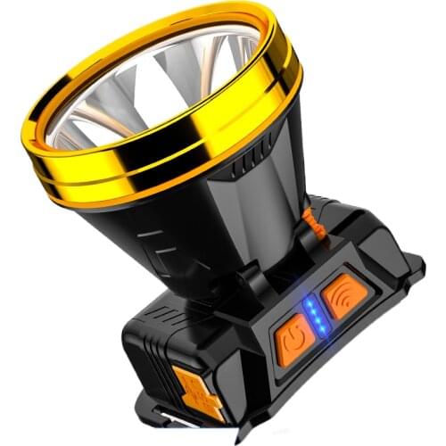 Headlight glare charging head-mounted flashlight small hernia bright yellow induction lamp night fishing special