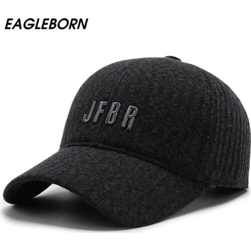 New Men Hat Fashion Simple Dad Hat Warm Hat Plus Velvet Thick Letter Baseball Cap Cold-proof Baseball Cap Men Winter Cotton Cap