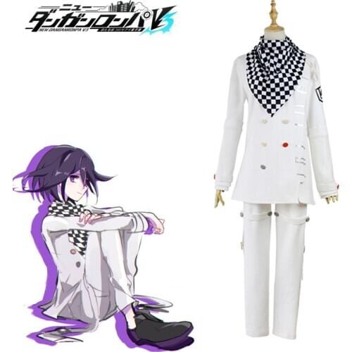New 2020 Anime Danganronpa V3 Ouma kokichi Cosplay Costume Japanese Game School White Uniform Suit Outf Costume With Scraf wig