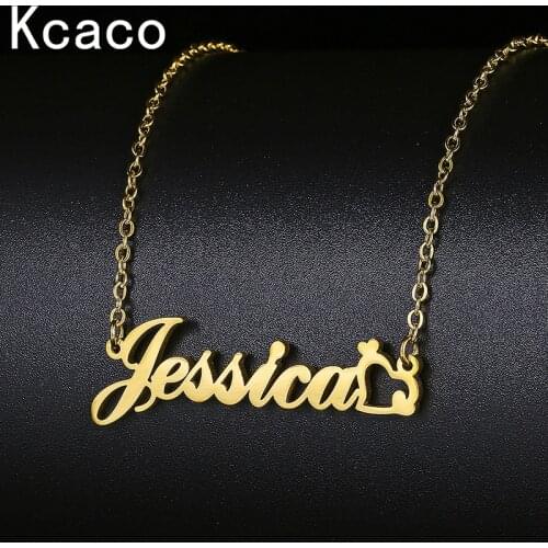 Personalized Love Heart Custom Initial Name Necklace Gold Plated Stainless Steel Letter Choker Gift for Women Girls Jewellery