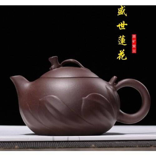 Sand Pot Wholesale Original Mine Purple Mud Cao Zhigang Handmade Flourishing Lotus Tea Gift Box Delivery One by One