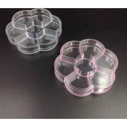 Pink Clear Flower Plastic Storage Box Jewelry Box Jewelry Organizer Holder Cabinets For Small objects