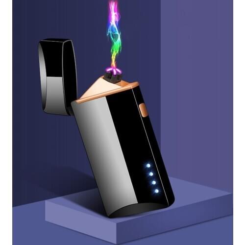 Plasma Dual Arc USB Lighter Windproof Flameless Lighters For Smoking Candle Cigarettes Gadgets For Men LED Power Display
