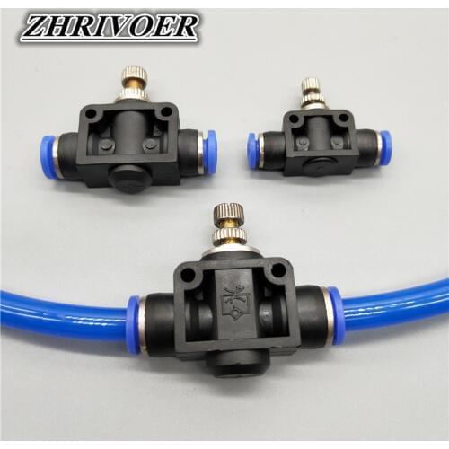 Pneumatics Air Throttle Valve Speed Control Quick Hose Tube Water Fitting Connector Pneumatic Fittings Adjust 4mm 6mm 8mm 10mm