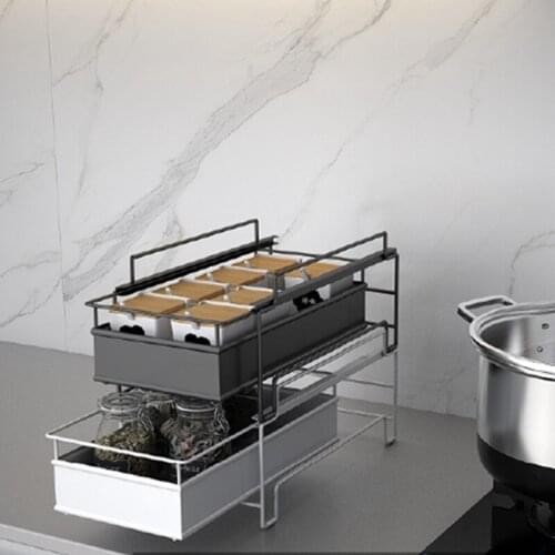 Under the Kitchen Sink Storage Rack Drawer Type Can be Pushed and Pulled Under the Cabinet Telescopic Shelf