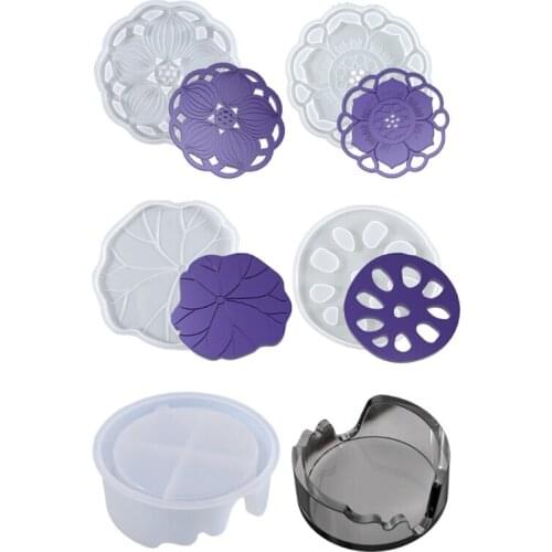 Lotus Coaster Epoxy Resin Mold Tray Cup Mat Casting Silicone Mould DIY Crafts Home Decorations Making Tools