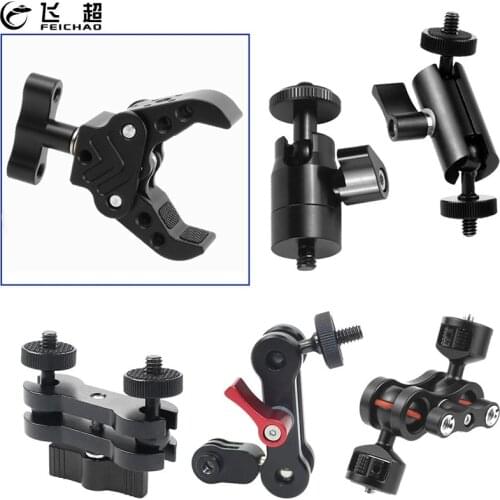 Adjustable Camera Large Super Clamp Crab Claw Clip Ball Head Bracket Magic Arm 1/4 Tripod Adapter for DSLR Monitor Rig Extension