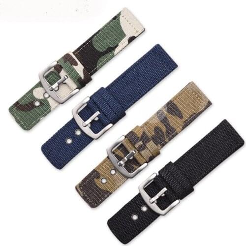 4 Colors Military Camouflage Watchband Nylon Strap 18mm 20mm 22mm 24mm Striped Replacement Band Watch Accessories
