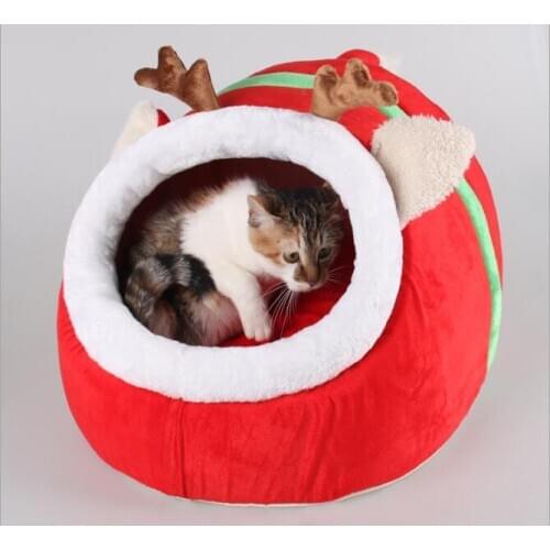 Christmas reindeer shape pet dog cat house doggy autumn winter warm kennels puppy fashion beds dogs cats sofas pets bed S M L