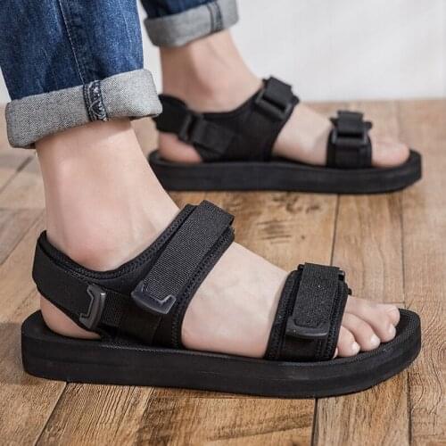 Men Sandals Personality Velcro Non-Slip Men Shoes Soft Comfortable Beach Slippers Mens Casual Flat Shoes Outdoors Sandals