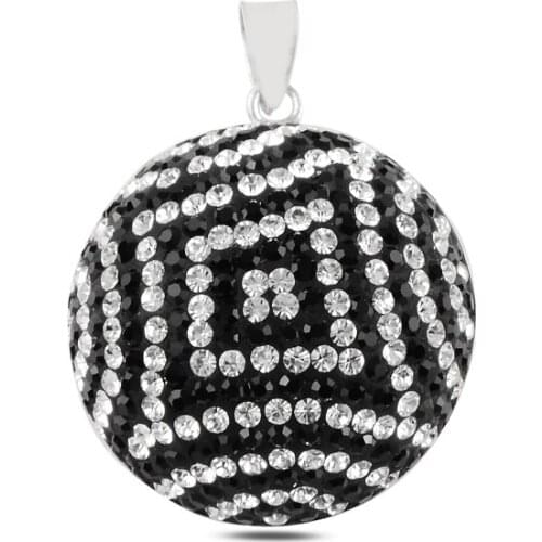 Silver 925 Sterling Half Ball Crystal Gemstone Pendant
