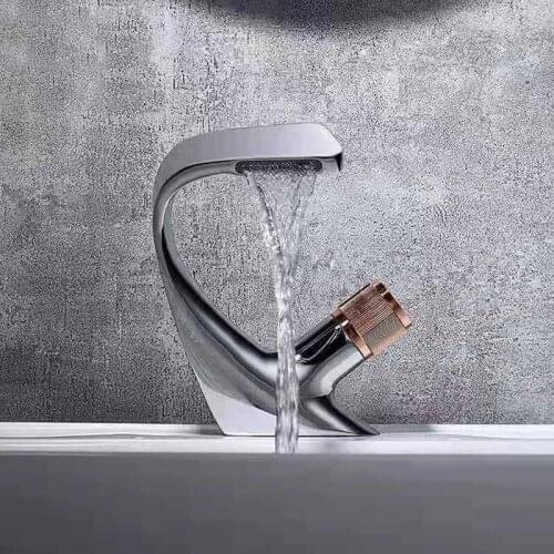 High Quality Faucet Hot Cold Bathroom Sink Counter Basin Water saving Faucets Deck Mount Simple Design Crane Water Mixer Tap