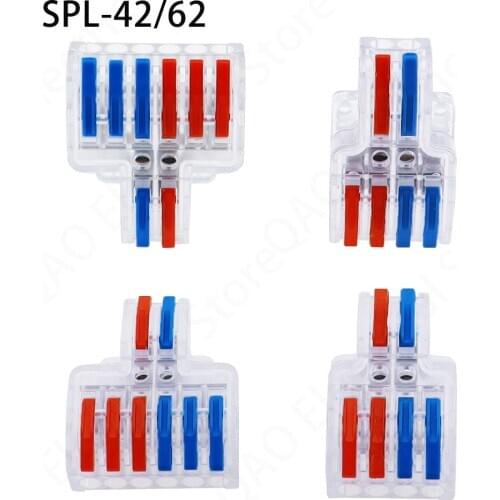 Wire Connector Mini Fast Universal Wiring Electrical Cable Conector LED Lamp Push In Terminal Block PCT-222 SPL-62 SPL-42 Splic