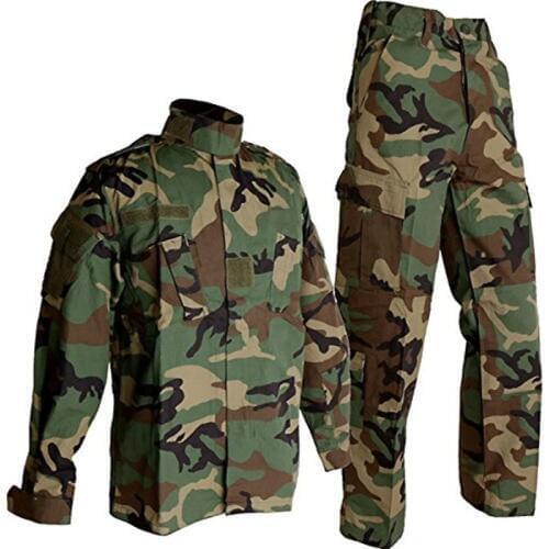 CQC Tactical Airsoft Military Army BDU Uniform Woodland Combat Shirt & Pants Set Outdoor Paintball Training Hunting Clothing