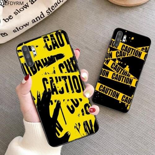YJZFDYRM yellow warning Soft black Phone Case For Samsung Note 7 8 9 10 Plus lite Galaxy J7 J8 J6 Plus 2018 Prime