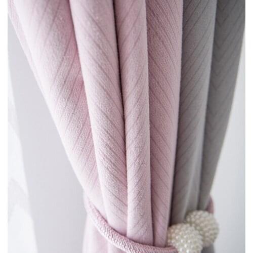 Customized Curtain Simple Modern Grey and Pink Cloth Curtains for Living Room Cashmere Jacquard Blackout Curtains for Bedroom