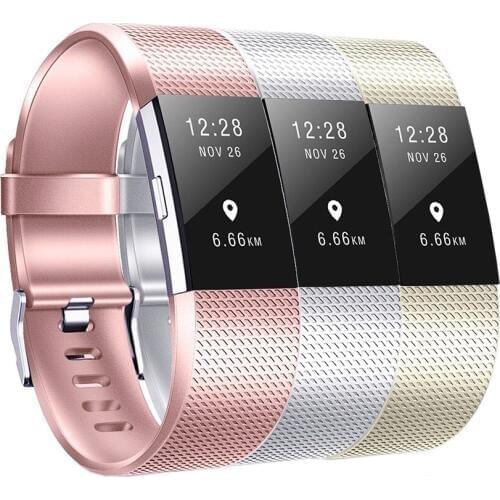 Replacement Wrist Band For Fitbit Charge 2 TPU Watchband Accessory Wrist Strap For Fitbit Charge 2 Rose Gold/Silver Bracelet