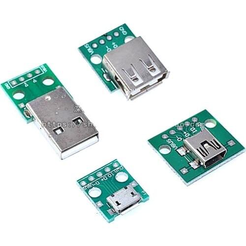 10pcs Type A Female USB To DIP 2.54MM PCB Board Adapter Converter For Arduino connector USB to DIP macro USB TO DIP mini-5P SMD