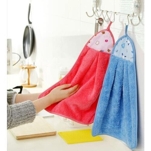10 pcs Thicker super absorbent towel to increase oil nonstick kitchen dish towel hanging towel coral fleece