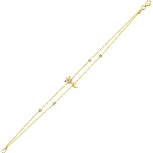 14k Gold Natural Diamond Tulip Bracelet PB054