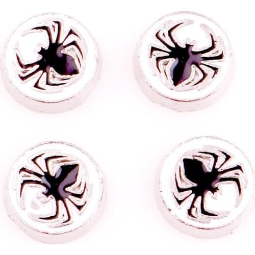 20Pcs/Lot Black Spider Alloy Floating Charms Hand-made DIY for Glass Lockets