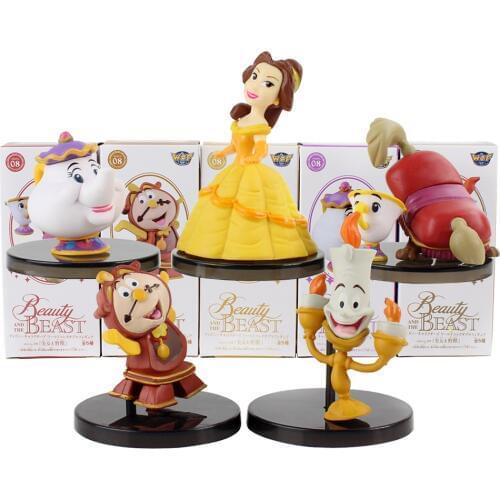 5pcs/Set Beauty and the Beast Princess Belle Aladdin Kawaii Cute Action Figure Collectible Model Toy Gift For Kids