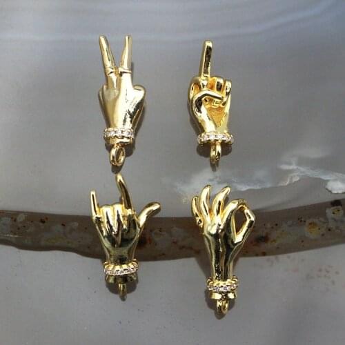 6*15mm 30pcs/lot Cute plated copper palm pendant,gesture shape plated charm jewelry,bracelet/necklace component wholesale