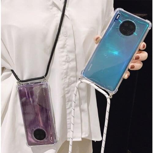 Crossbody Strap Rope Lanyard Soft TPU Case For Huawei Honor X10 10S P SMATE 2020 NOTE 7SE NOVA 7 PLAY 4T 30 PRO 10E Case Cover