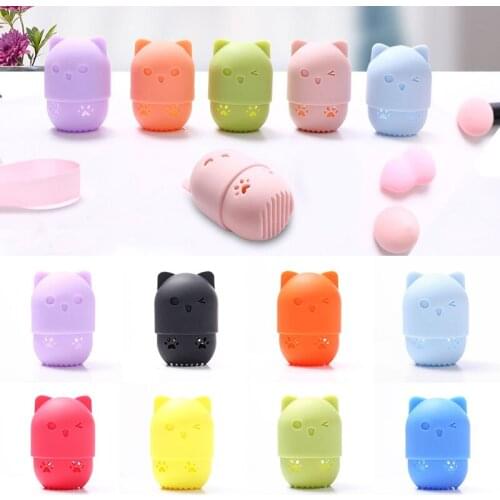 Makeup Puff Display Drying Case Beauty Sponge Holder Puff Storage Box Washable Portable Soft Silicone Dust-proof Makeup Tools