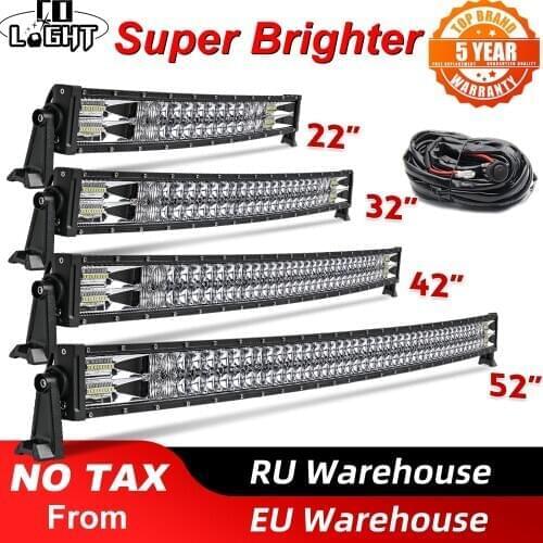 CO LIGHT 22" 32" 42" 52" Curved LED Light Bar Offroad 2-Rows Led Bar Combo Beam Led Work Light 12V 24V For 4x4 4WD SUV ATV Cars