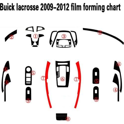 For Buick lacrosse 2009-2012 Interior Central Control Panel Door Handle 5DCarbon Fiber Stickers Decals Car styling Accessorie
