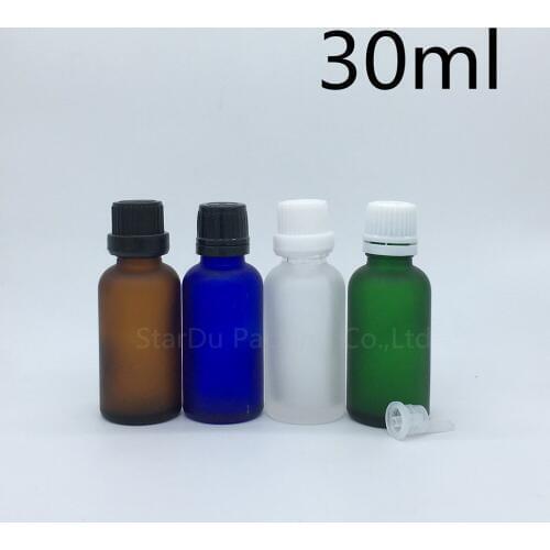 Travel bottle 30ml Green blue amber transparent frosted Glass Bottle, Vials Essential Oil Bottle with tamper evident cap