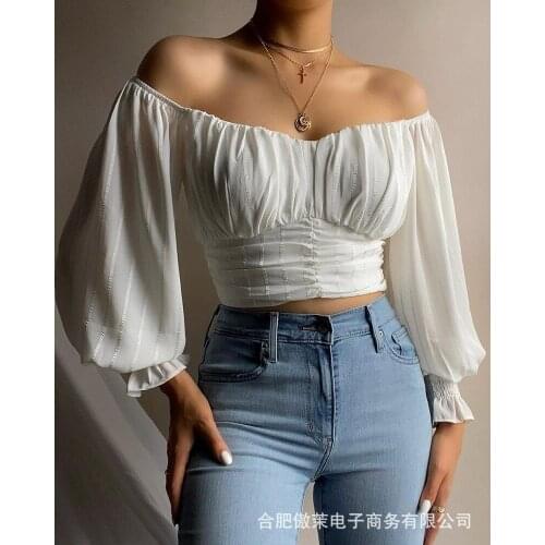 Europe and the United States the new womens clothing shoulder a word DLSY639