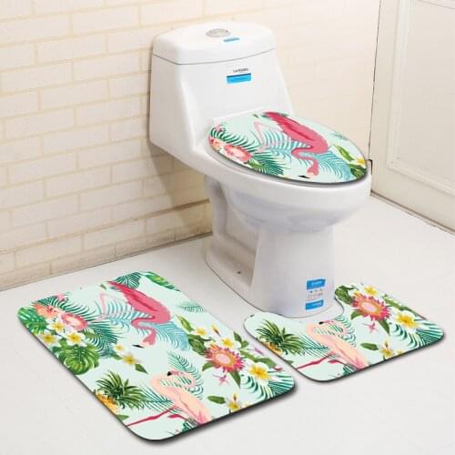 European and American style flamingo bath rug bathroom rug bathroom mat bathroom bath mat Toilet Three-piece set Toilet Seat Mat