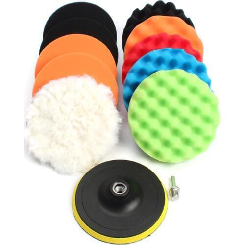 12pcs/set 3"-6" Polishing Foam Car Buffing Waxing Sponge Pad Kit Durable Portable Cleaning Brush Tool Durable Cleaner